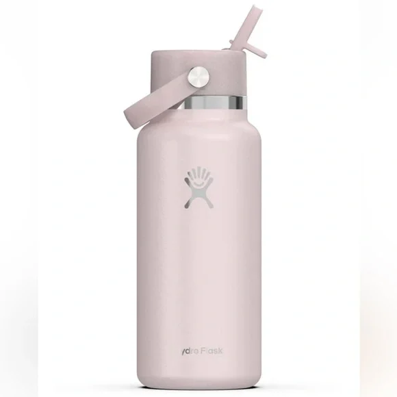 Hydro Flask Holiday Glimmer Pink 32 oz with Pink Flex Straw Lid
